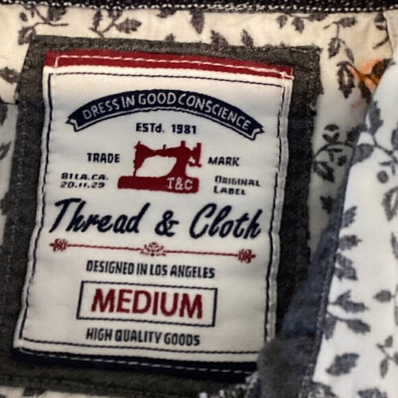 Thread & Cloth Men's Sz M Short Sleeve Button-Down Shirt Leaf Print 278i - Picture 4 of 6